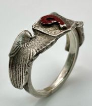 WW2 US Theatre Made (South Pacific) Silver 9th Airforce Pilots Ring. UK Size “W” US Size 11.5.