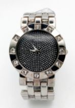 An Unworn Versedge Stone Set Stainless Steel Quartz Watch. 37mm Including Crown. Still in protective