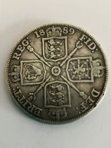 1889 SILVER DOUBLE FLORIN. Very fine condition.