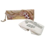 An Outlandish Large Decorative Multi-Coloured Stone Clutch Bag. Three tone leather exterior. With
