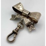 An Excellent Condition Vintage 1966/7 Hallmarked Silver Bow Fob Brooch. 3cm Wide, by the renowned