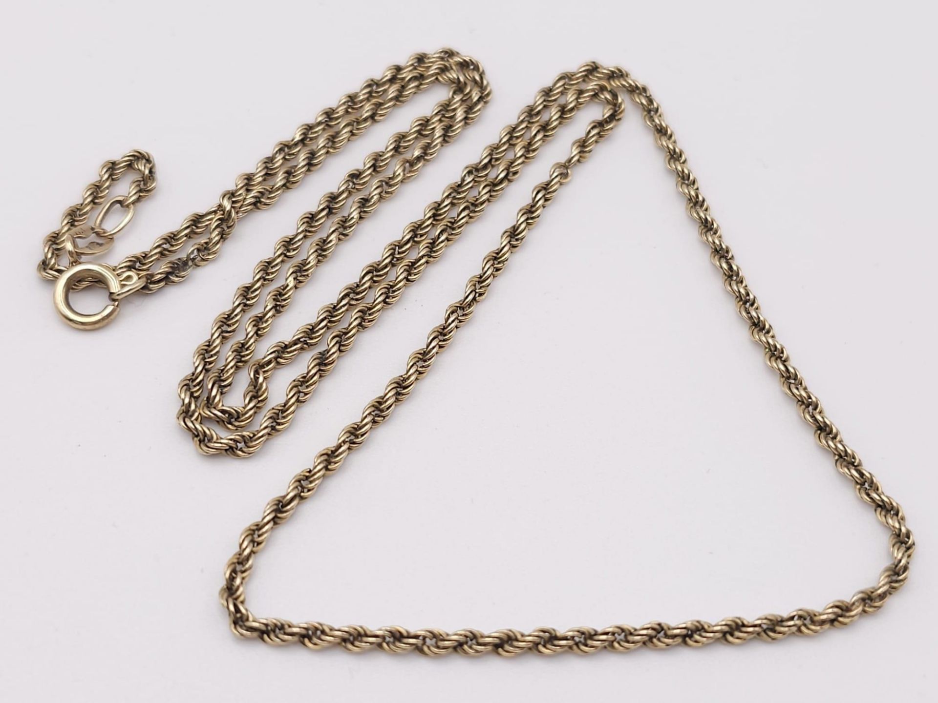 A 9 K yellow gold rope chain necklace and bracelet set. Necklace length: 59 cm, bracelet length: - Bild 2 aus 9