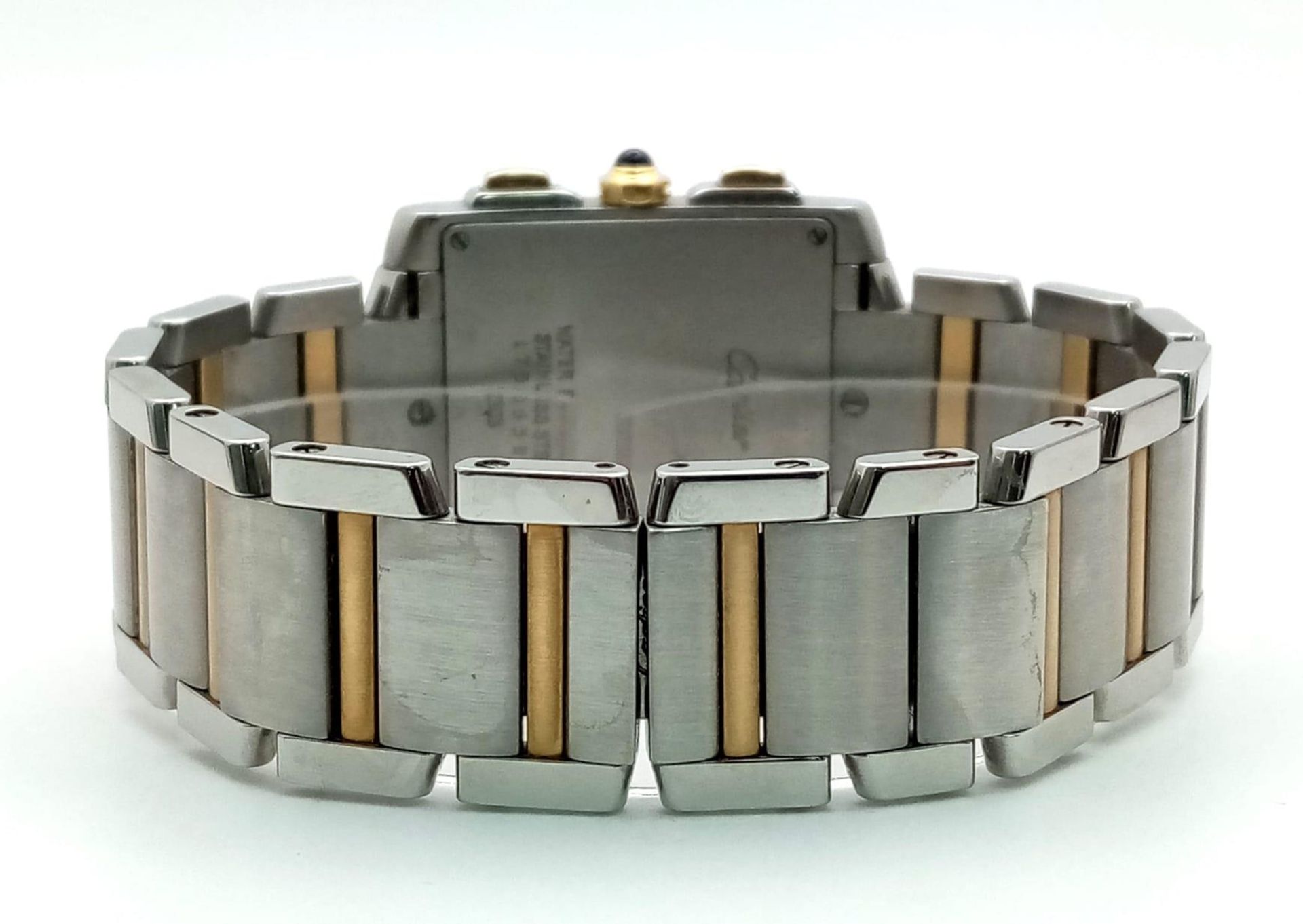 A Cartier Tank Francaise Bi-Metal Quartz Chronograph Gents Watch. 18k gold and stainless steel - Bild 5 aus 9