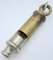 A WW2, Broad Arrow Marked, Metropolitan Whistle, Made by J. Hudson & Co. Birmingham. 8cm Length.