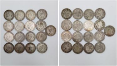 Seventeen George V Consecutive Silver Half Crown Coins: 1920-1936. Please see photos for conditions.