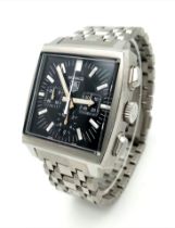 A Tag Heuer Monaco Chronograph Gents Watch. Stainless steel bracelet and case - 39mm width. Black