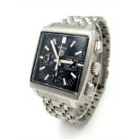 A Tag Heuer Monaco Chronograph Gents Watch. Stainless steel bracelet and case - 39mm width. Black