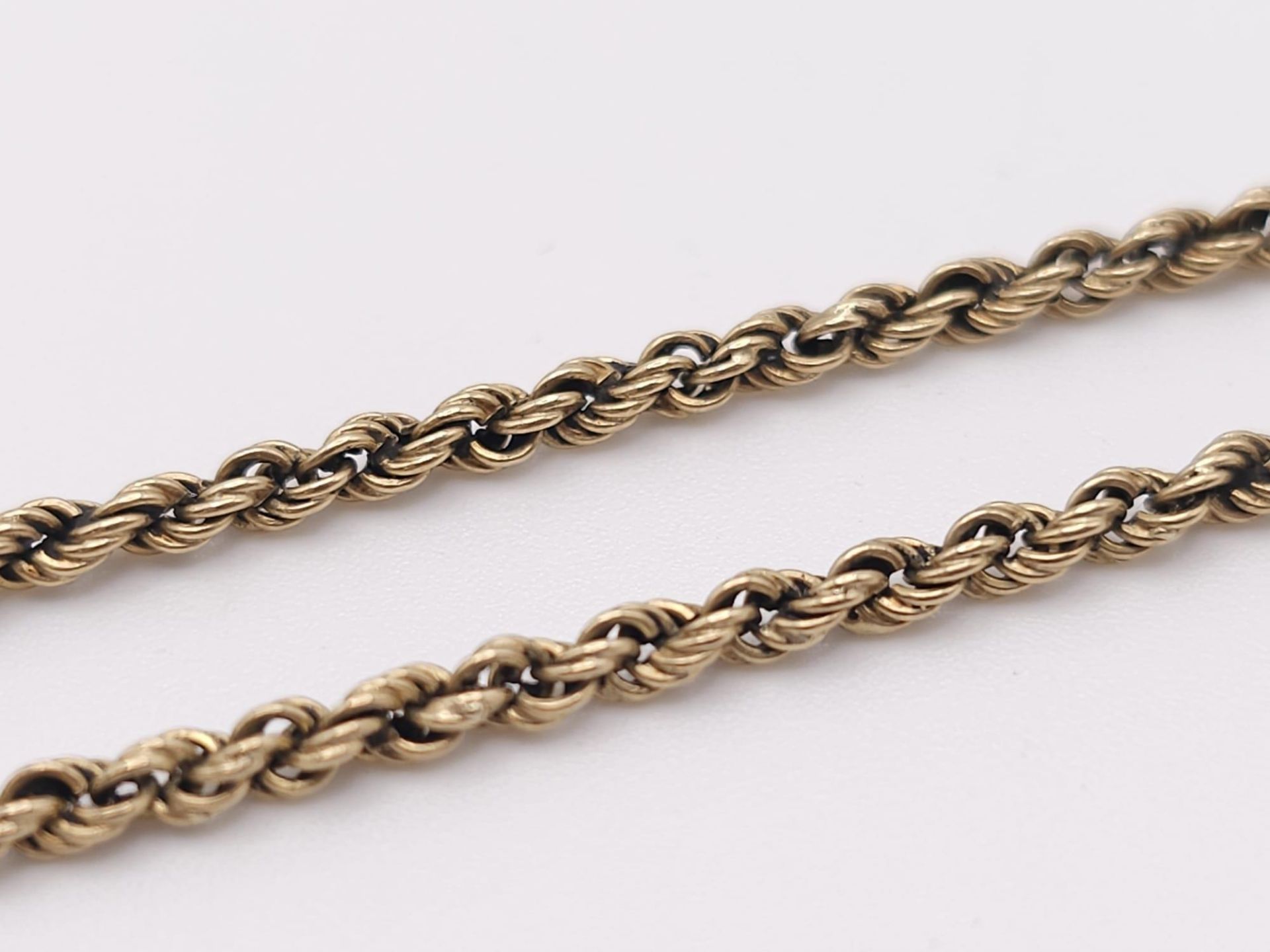 A 9 K yellow gold rope chain necklace and bracelet set. Necklace length: 59 cm, bracelet length: - Bild 7 aus 9