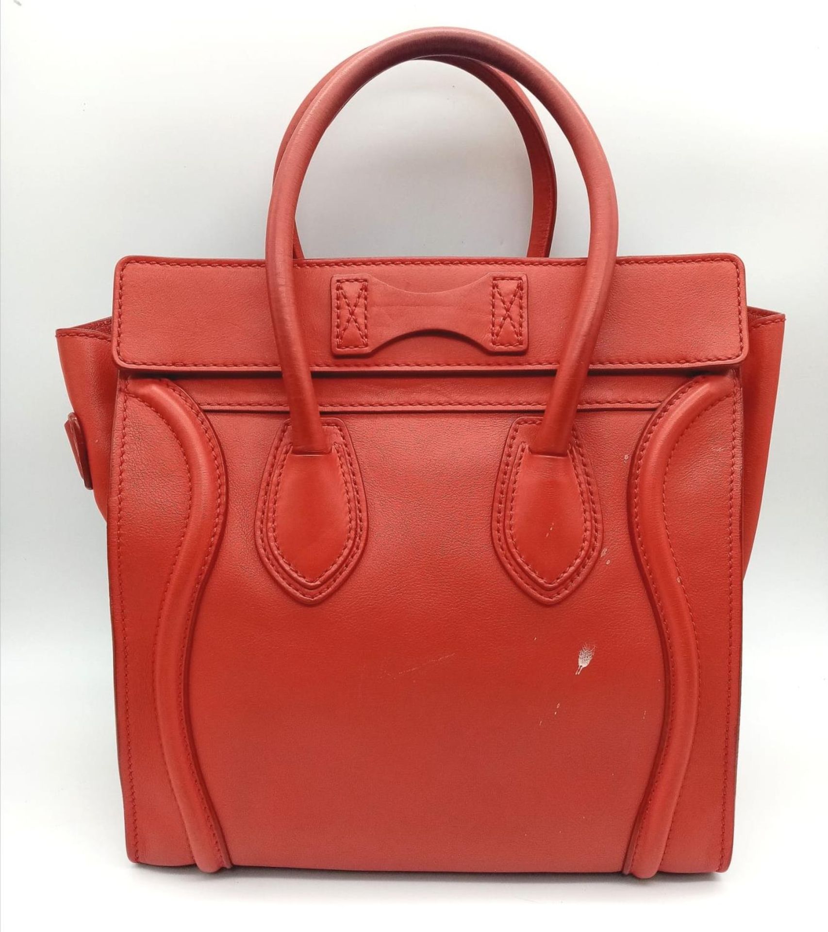 A Celine Coral Luggage Bag. Leather exterior with two rolled leather handles, a zipped pocket to the - Image 2 of 12