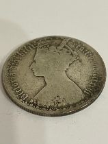 1878 SILVER GOTHIC FLORIN. Fair condition. Dirty,would benefit from a clean.