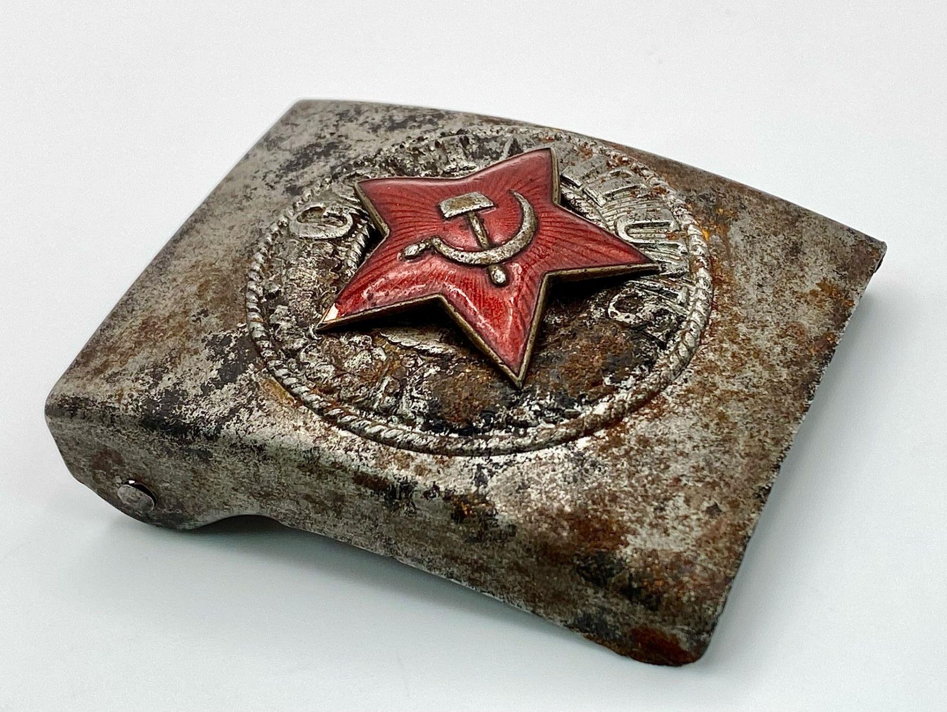 WW2 Soviet Russian Partisan Trophy, German Wehrmacht Buckle with the Red Star Hammer and Sickle - Image 2 of 3