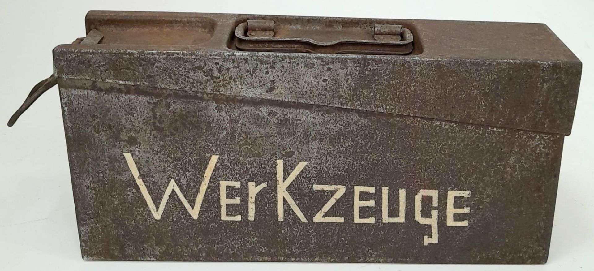 WW1 1917 Dated German MG-08 Ammo Tin. Marked “Werkzeuge” Meaning tools on one side and the unit “4/