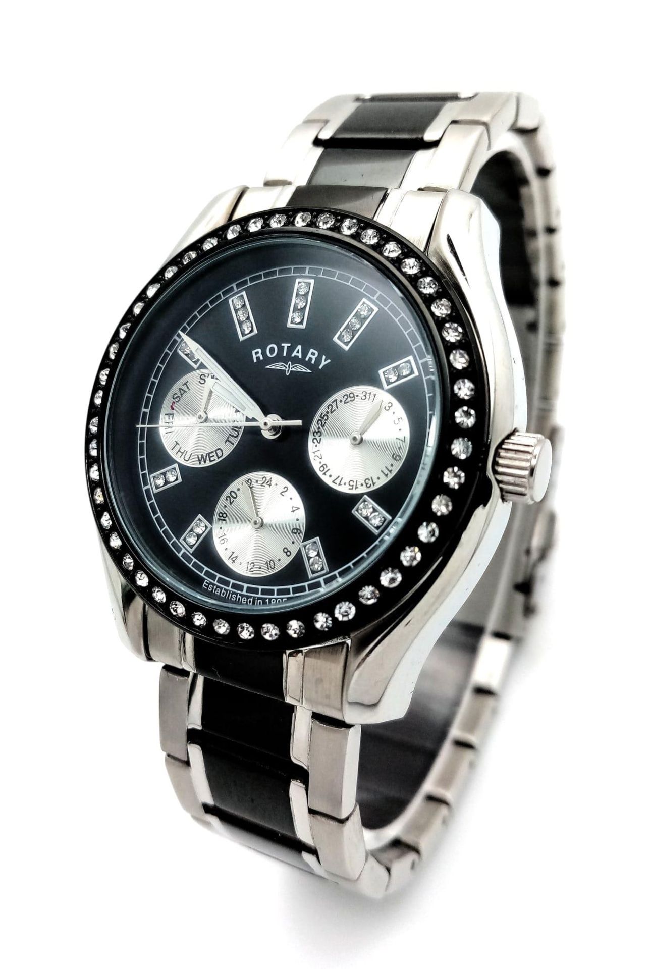 An Excellent Condition Stainless Steel Rotary, Stone Set Bezel, Quartz Watch Model LB04337. 39mm - Image 2 of 7