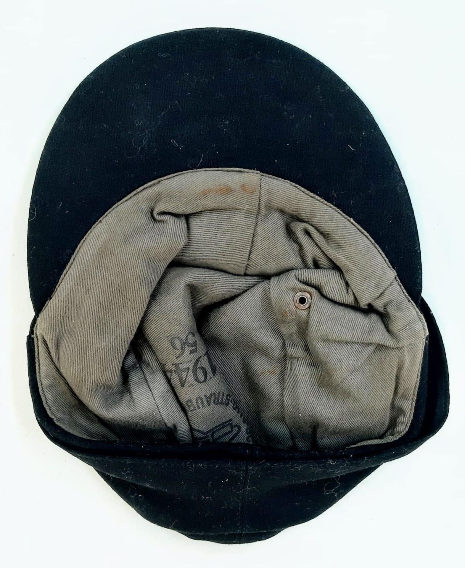 WW2 German Panzer Enlisted Mans/Nco’s M43 Cap. The insignia has been removed which means the soldier - Bild 5 aus 6