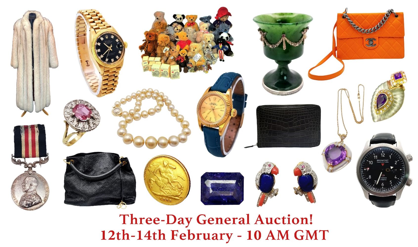 Three-Day General Auction (Jewellery, Watches, Designer Items, Militaria, Antiques and Collectables)