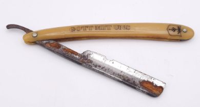 WW2 German Africa Corps Patriotic Cutthroat Razor. There is s chip in the blade.