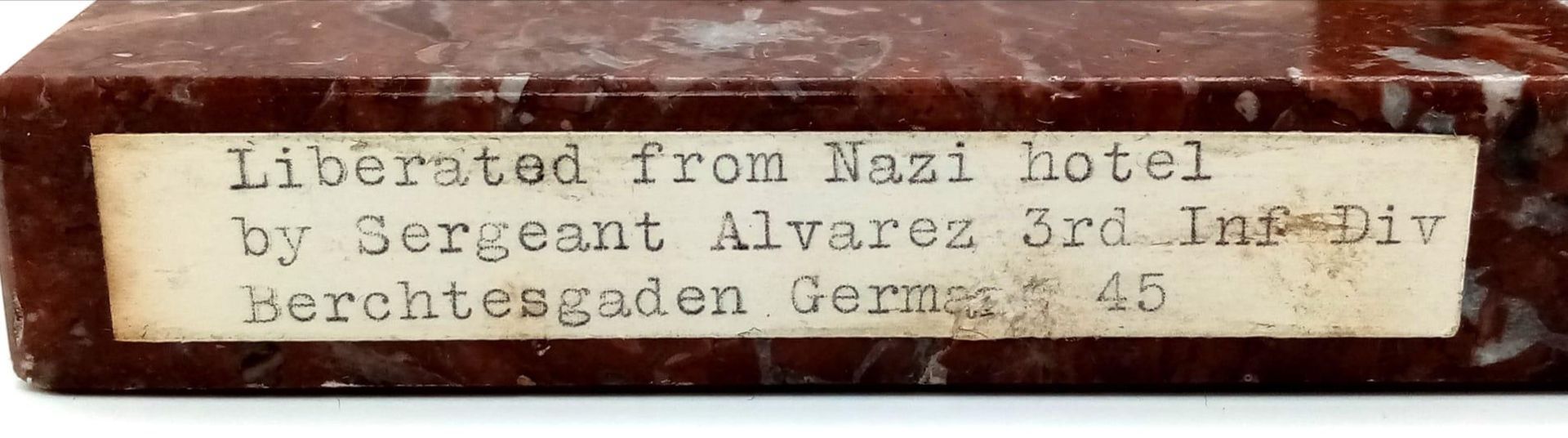 A German Nazi Marble Inkwell - Taken from the Hotel Berchtesgarden Hof by USA GI Sergeant Alvarez of - Bild 5 aus 5