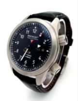 A STYLISH "BREMONT" AUTOMATIC CHONOMETER WITH ORIGINAL BOX AND RECEIPT ALSO COMES WITH WATCH