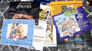 Nine Very Collectible Vintage Quad Movie Posters. Includes camp, kitsch and erotic classics: Nine to