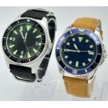 A Parcel of Two Unworn Military Homage Submariner Style Divers Watches. Comprising a 1980’s