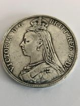 1890 Victorian SILVER CROWN in Extra fine condition. A high grade coin with exceptional raised