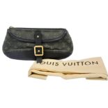 A Louis Vuitton Green Canvas and Leather Wallet/Purse. LV monogram exterior with belt buckle