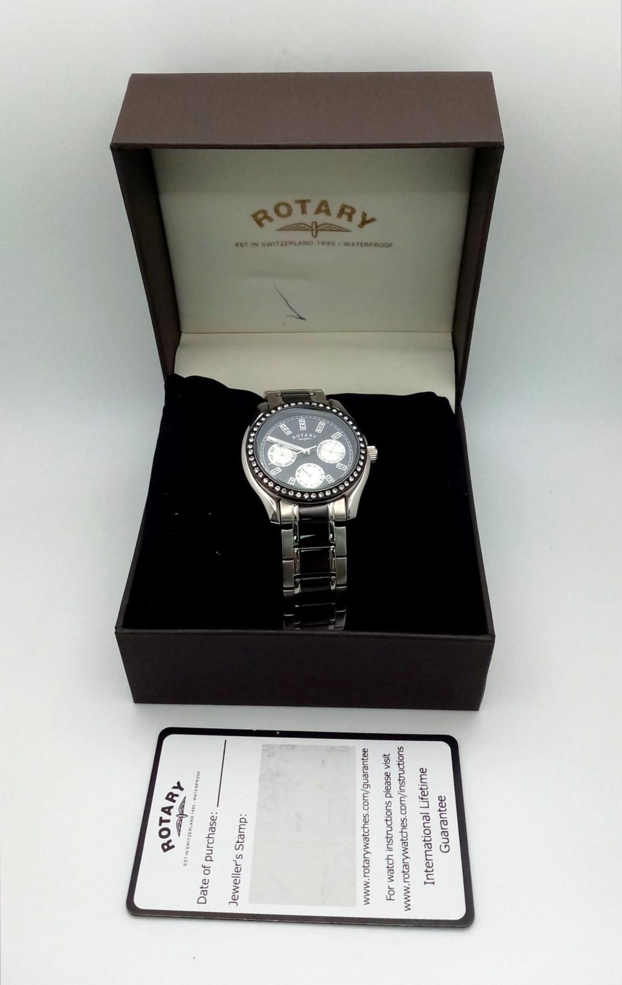 An Excellent Condition Stainless Steel Rotary, Stone Set Bezel, Quartz Watch Model LB04337. 39mm - Image 7 of 7