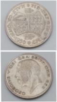 A Rare 1930 George V Silver Half Crown = F/VF grade but please see photos.