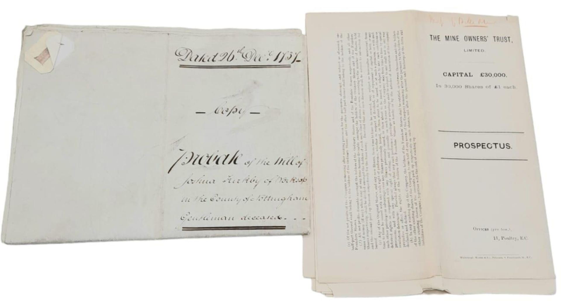 A Parcel of Two Extremely Rare Antique Historical Documents Comprising; 1) 1737 Dated Original