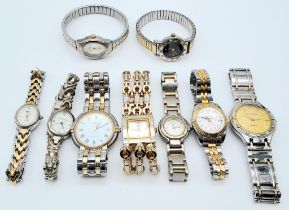 A SELECTION OF 9 TWO-TONE BRACELET WATCHES AF H 2008