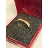 9 carat GOLD BAND/RING . Complete with ring box. 1.70 Grams. Size L 1/2 - M.
