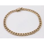 A 9 K yellow gold chain bracelet, Fully hallmarked, length: 23.5 cm, weight: 21.3 g.