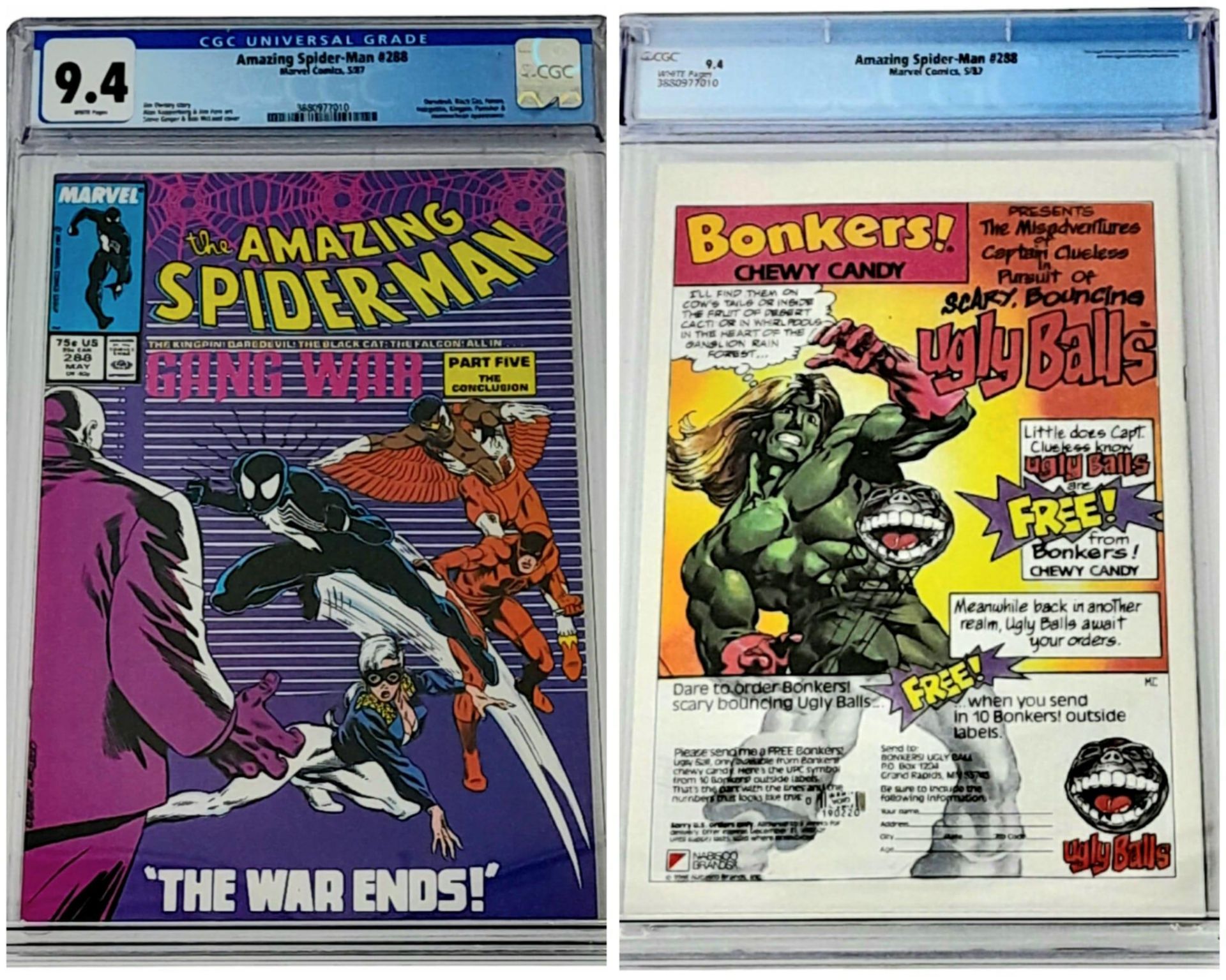 Five Very Collectible CGC Graded Comics: Spiderman #288 - 9.4 rating, Spiderman #382 - 9.4 rating, - Image 6 of 7