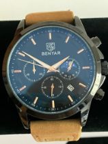 Gentlemans BENYAR CHRONOGRAPH Moonphase model. Complete with original box, guarantee and