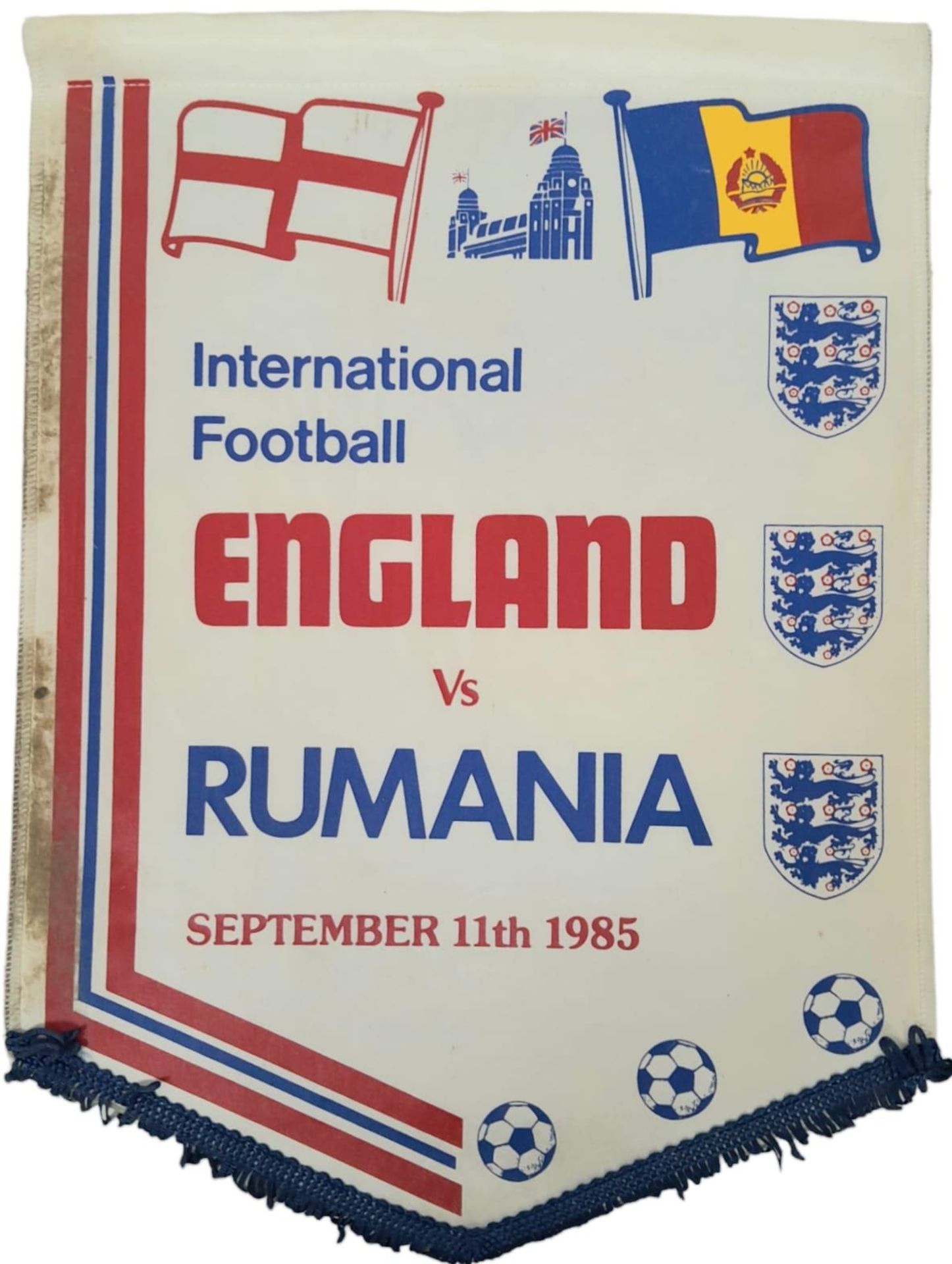 A COLLECTION OF 11 ENGLAND FOOTBALL MATCH PENNANTS FROM DIFFERENT INTERNATIONAL MATCHES , - Image 2 of 4