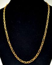 A VERY ATTRACTIVE YELLOW AND ROSE GOLD FIGARO NECK CHAIN IN 9K GOLD . 45cms 15gms