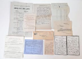 A Fascinating Set of Mostly 19th Century Antique Documents with a few Pre-1950’s Documents.