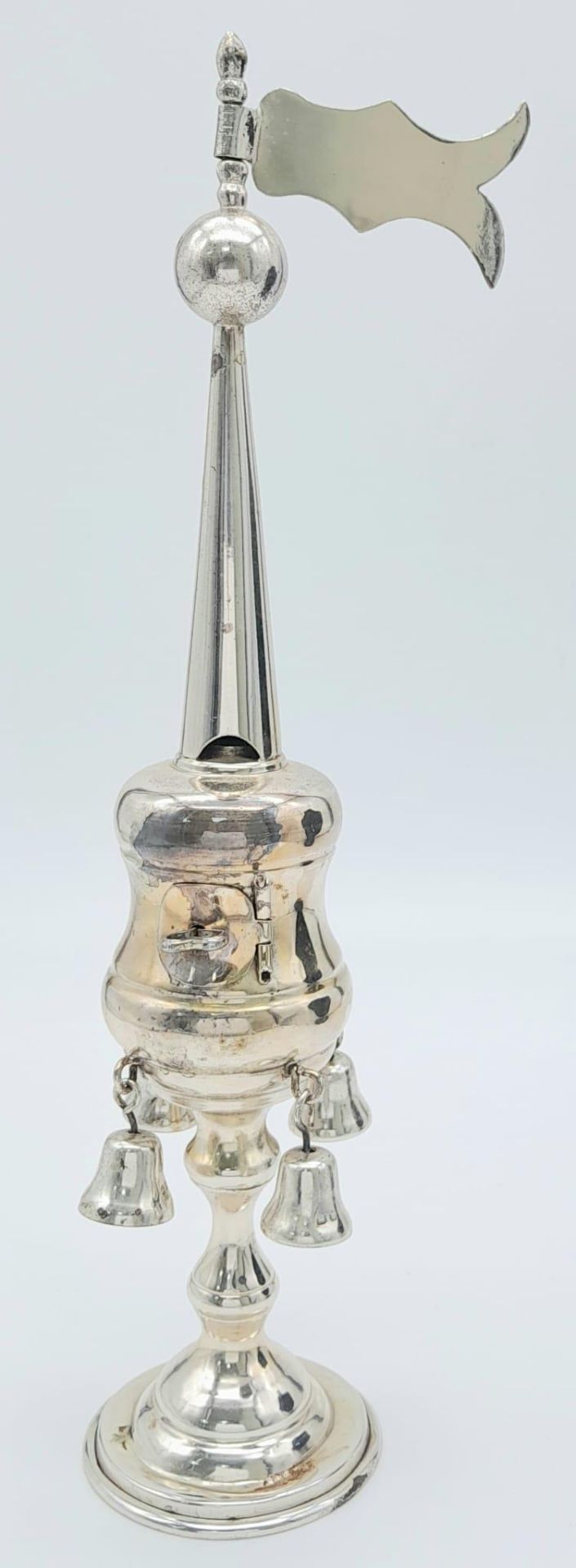 A Vintage Sterling Judaica Silver Spice Tower. Hallmarks for London 1947. 27cm tall. 168g total