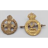 A Parcel of Two Vintage Military Regimental Cap Badges Comprising; 1) Waterloo- Rifle Brigade Badge-