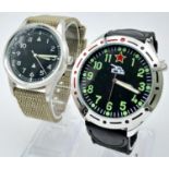 Two Unworn Military Homage Watches, comprising a 1960’s RAF design quartz watch, 41mm including