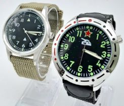 Two Unworn Military Homage Watches, comprising a 1960’s RAF design quartz watch, 41mm including