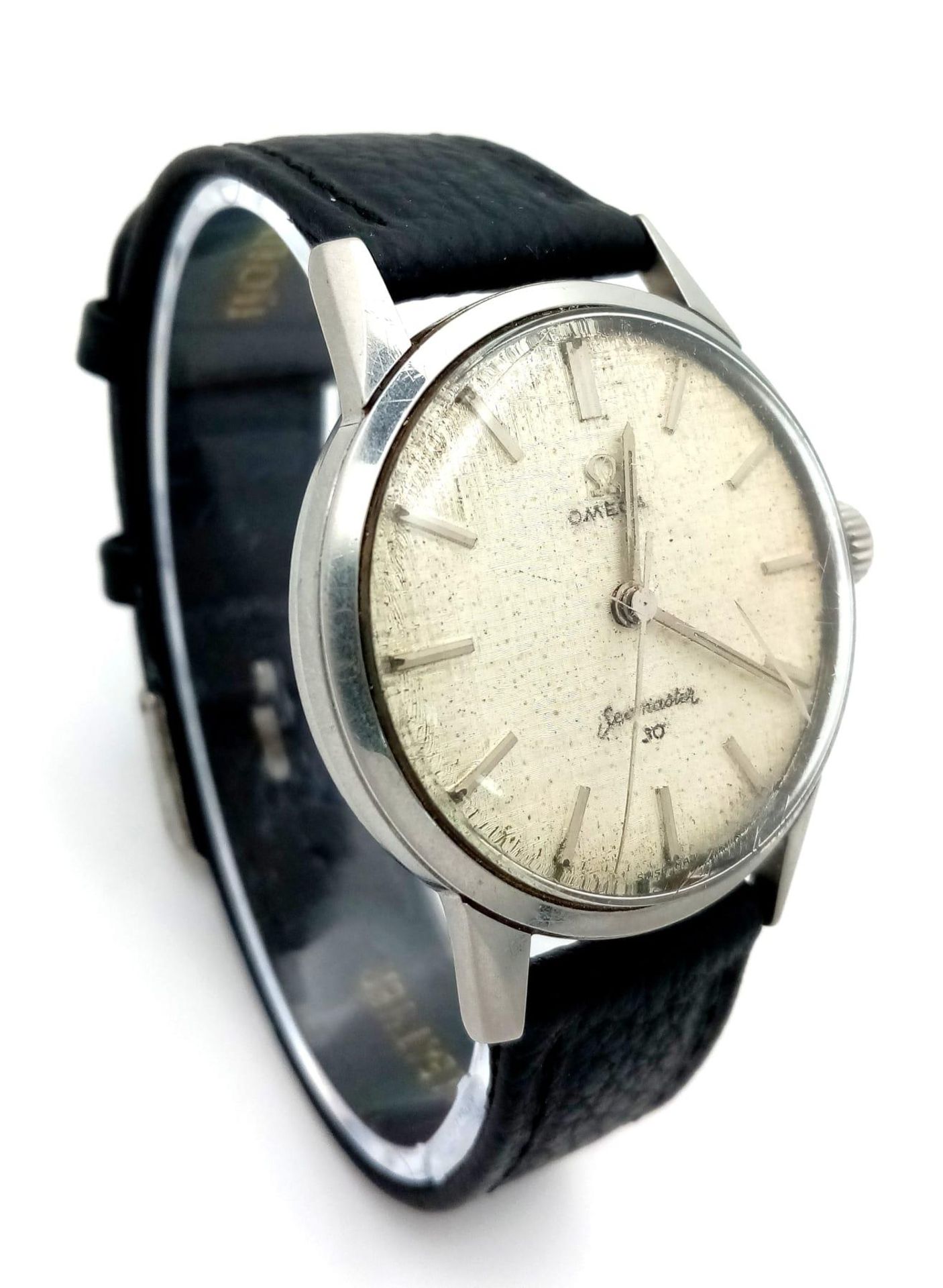 A Classic Omega Seamaster 30 Vintage 1960s Gents Watch. Black leather strap. Stainless steel case - - Image 2 of 7