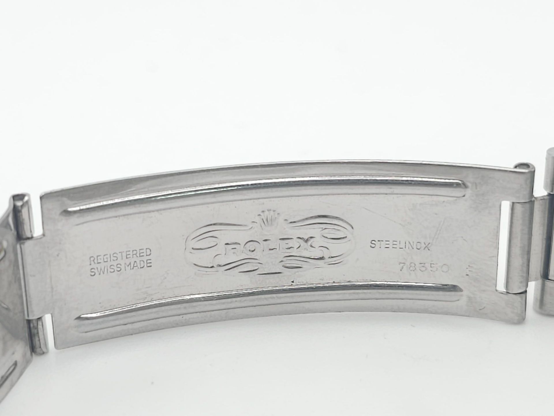 A ROLEX OYSTERDATE IN STAINLESS STEEL SPORTING THE EAGLE LOGO OF ABU DHABI .(DIAL NEEDS CLEANING) - Image 9 of 13