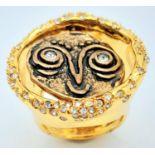 A fabulous and unusual ALEXIS BITTAR creation, a stone set, “Revolving ancient coin ring” with the