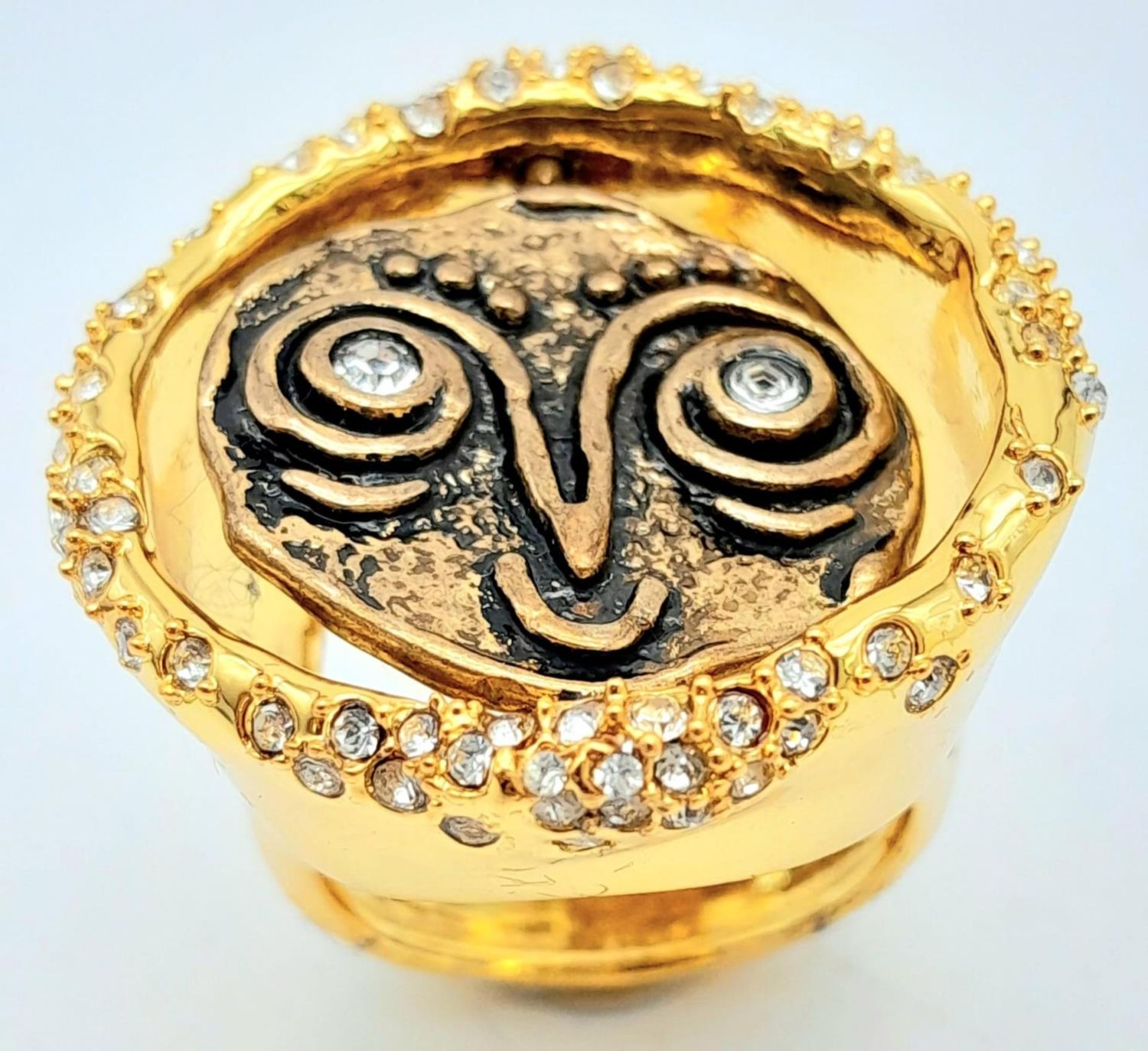 A fabulous and unusual ALEXIS BITTAR creation, a stone set, “Revolving ancient coin ring” with the