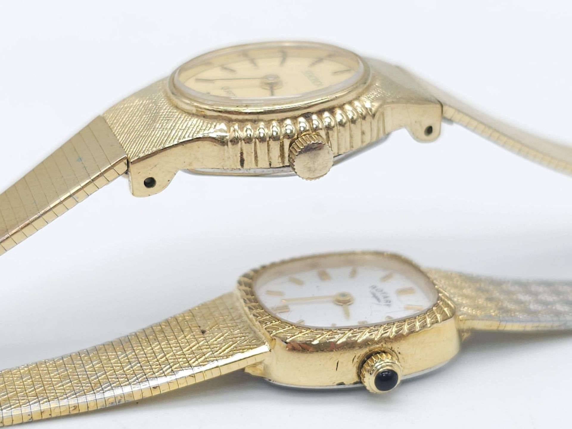 A Parcel of Two Vintage Ladies Gold Tone Quartz Watches Comprising; 1) A Rotary Model 10735. 18mm - Image 6 of 6