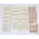 A Very Rare Set of 19th Century Antique Original Historical Documents. Comprising: Ten 1852 & 1853