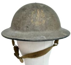 A Rare Polish (Named) Polish WW2 Helmet. The shell and liner are British and are dated 1941 and