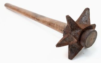 Original WW1 British Trench Fighting Mace. A star shaped mace head that fits onto an entrenching