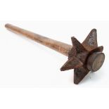 Original WW1 British Trench Fighting Mace. A star shaped mace head that fits onto an entrenching